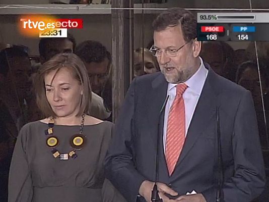 Fue noticia en el Archivo de RTVE - Discurso de Rajoy desde el balcón de Génova tras la derrota