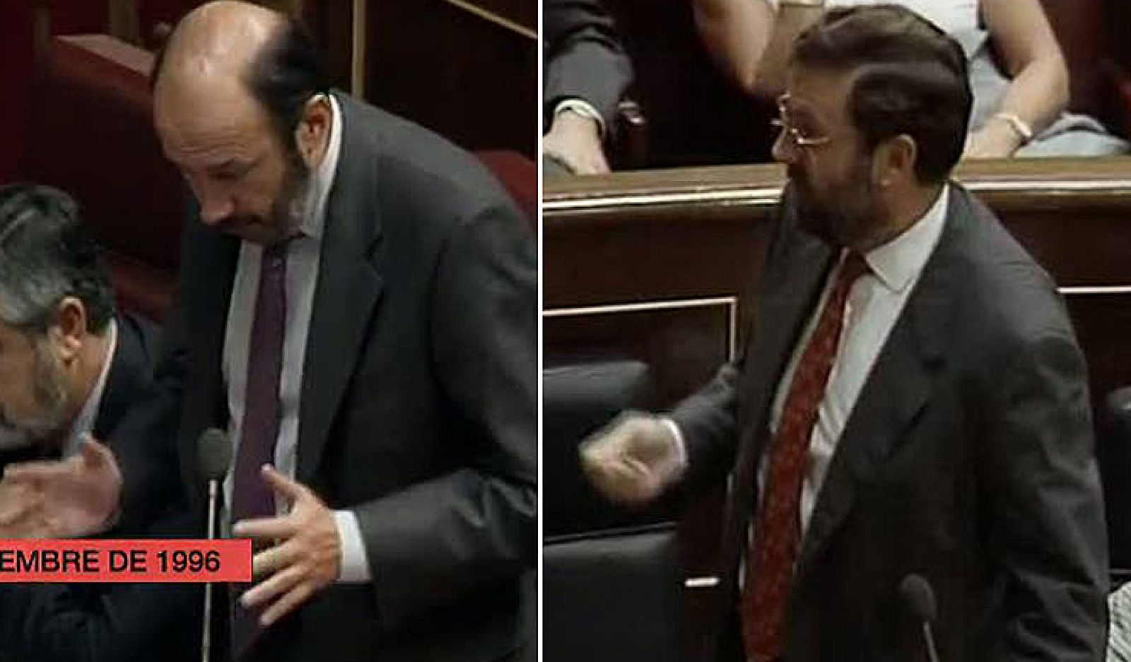 Solo hay un precedente de un 'choque' directo entre Rubalcaba y Rajoy. Se produjo en el Congreso de los Diputados, en 1996, el 11 de septiembre. Rajoy era ministro de Administraciones Públicas y Rubalcaba ejercía de portavoz socialista.