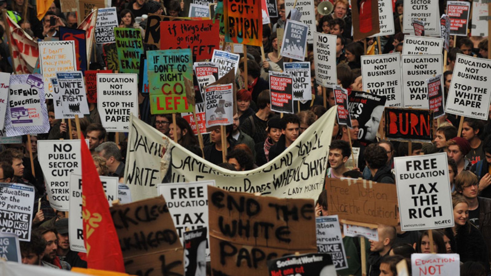 Manifestación de estudiantes en Londres