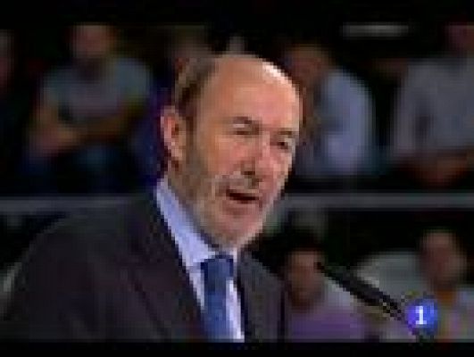Telediario 1 - Rubalcaba da 5 mitines en un día