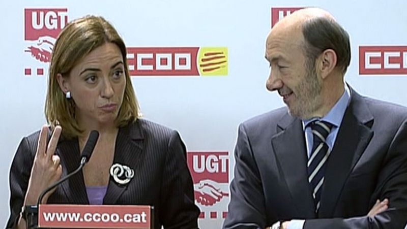 Rubalcaba pide el voto en Barcelona, junto a Carme Chacón