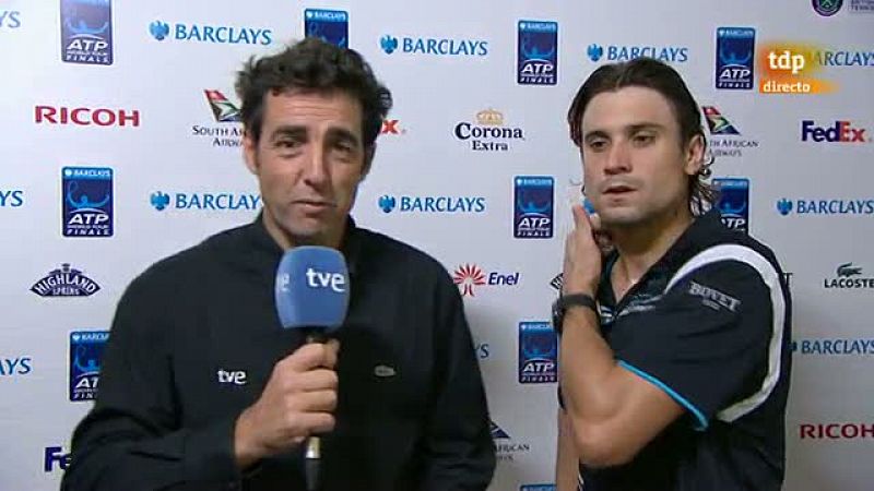 El tenista David Ferrer ha sido derrotado de forma sencilla por el  suizo Roger Federer en la primera semifinal del Torneo de Maestros de  Londres, a lo que el español añadió que "ahora toca descansar y  pensar en la final de la Davis" que el equipo