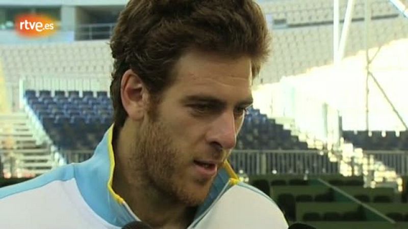 Juan Martín del Potro asegura estar bien de su rodilla. El tenista de Tandil revela que no habló de la final con Nadal sobre la pista de Sevilla. El número uno del equipo argentino califica de "lindo" el Estadio de La Cartuja de Sevilla.