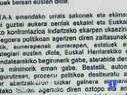 Telediario 1 - Carta de los presos de eta