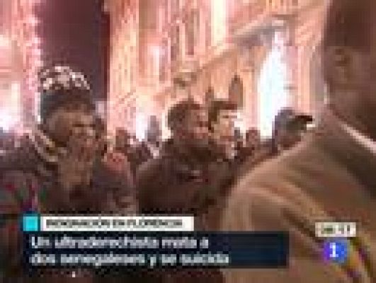 Telediario 1 - Manifestación de senegaleses para protestar por el ataque de Florencia