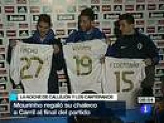 Telediario 1 - Mourinho regala su chaleco, los blancos regalan goles