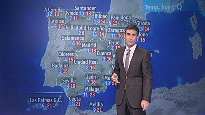 El tiempo - Lluvias débiles en el norte peninsu