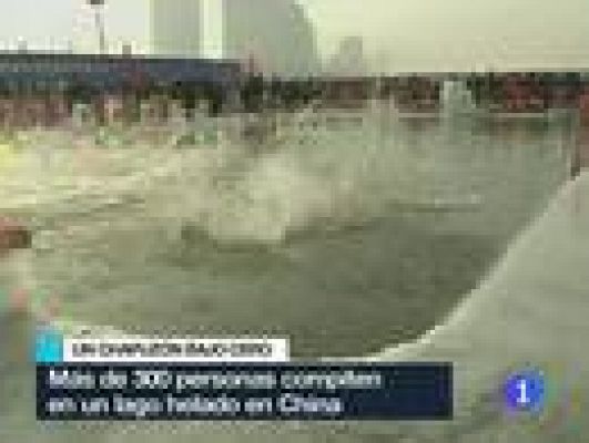 Telediario 1 - Natación china en un lago helado