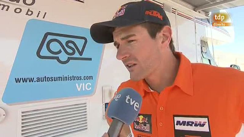 El piloto español analiza la séptima etapa, en la que ha terminado primero por delante del francés Cyril Despres, quien por su parte admite que trata de marcar a Coma. 