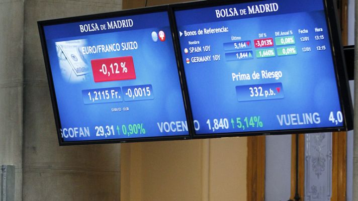 Telediario 1 - España subasta el doble de la deuda