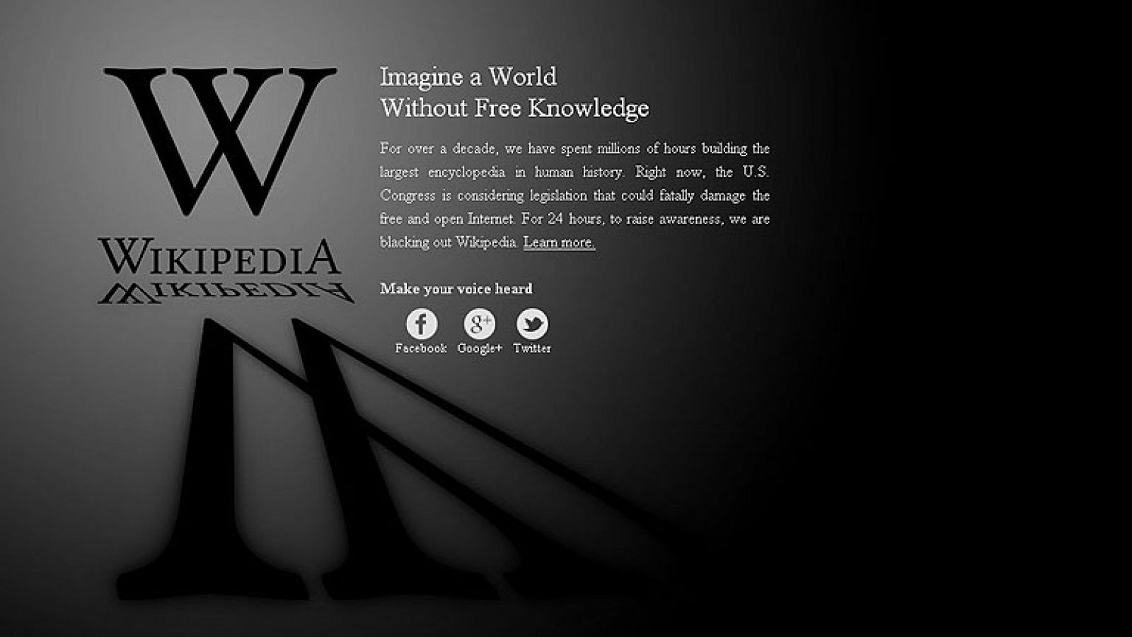 Wikipedia lidera el "apagón" virtual contra polémica ley antipiratería