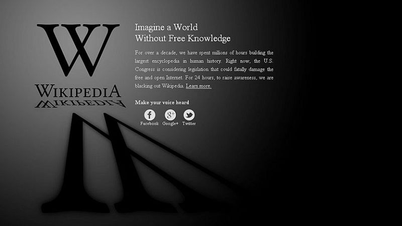 Wikipedia lidera el "apagón" virtual contra polémica ley antipiratería