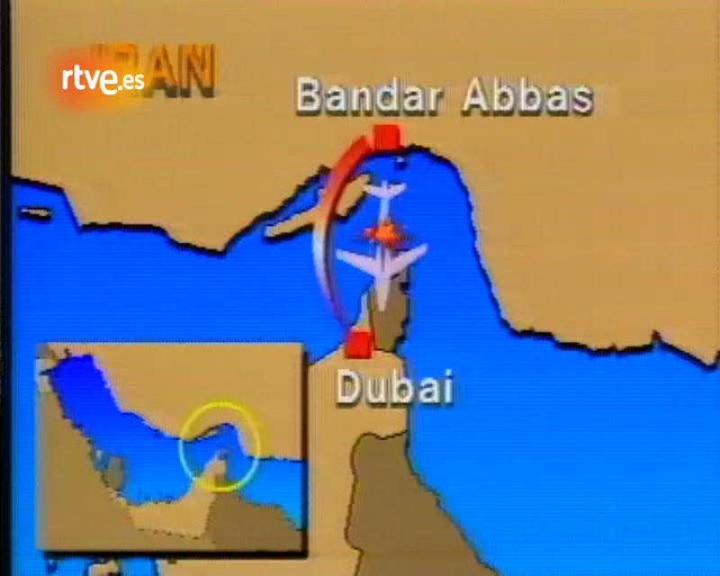 La noticia del derribo del Airbus iraní, en el Telediario del 4 de julio de 1988