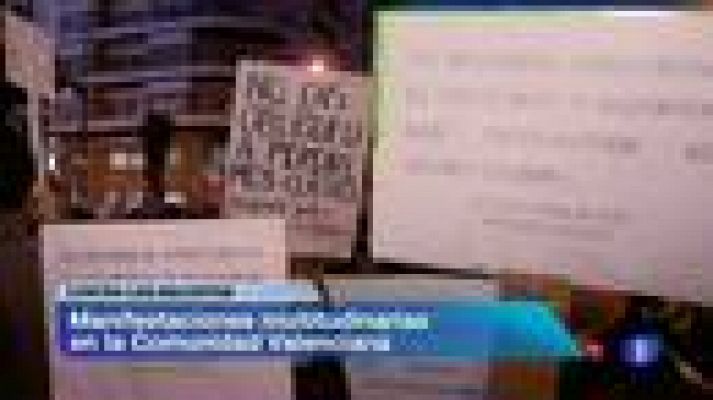Telediario 1 - Manifestaciones por los recortes