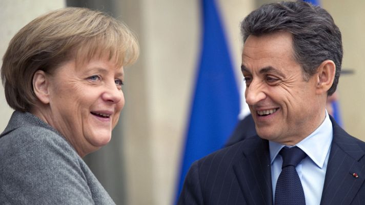 Telediario 1 - Reunión de Merkel y Sarkozy