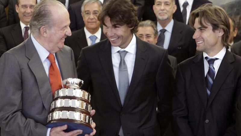 Recepción de honor para los vencedores de la Copa Davis de Tenis 2011. El equipo español ha sido recibido por el Rey D. Juan Carlos y por el presidente del Gobierno, Mariano Rajoy, en sendas visitas a La Zarzuela y a la Moncloa