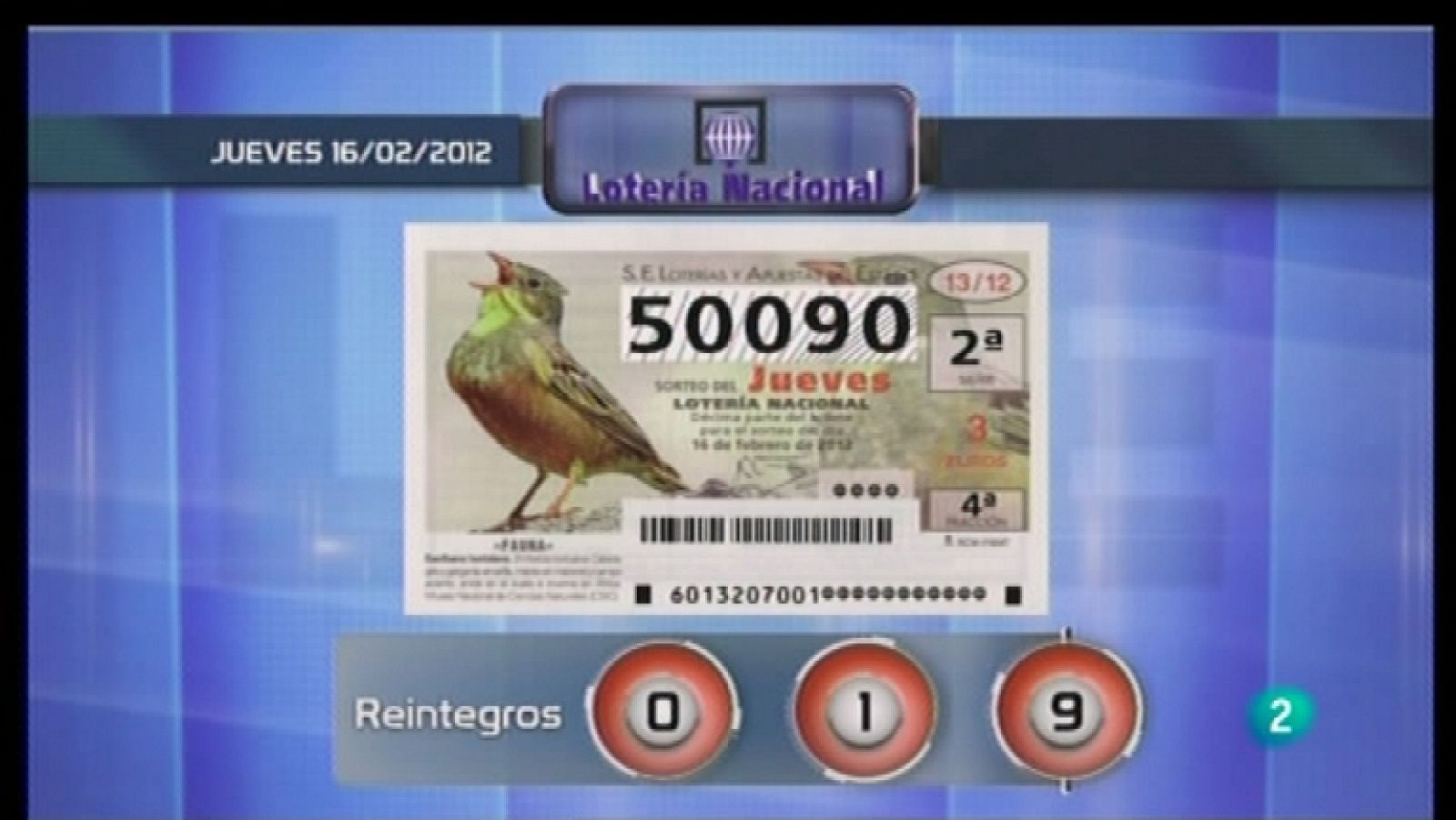 Loterías: Lotería diaria - 16/02/12 | RTVE Play
