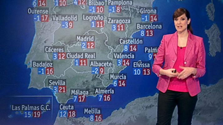 El tiempo - Heladas localmente moderadas en el interior de la península