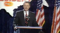 Bill Clinton derrota a Paul Tsongas en las primarias de 1992
