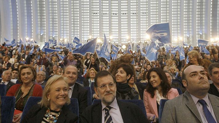Telediario 1 - Rajoy y Rubalcaba apoyan a sus candidatos en Asturias