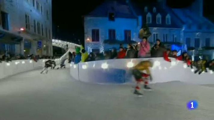 Telediario 1 - Patinaje sobre hielo por las calles de Quebec