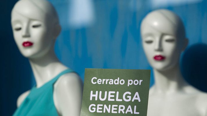 Telediario 1 - La huelga en el comercio