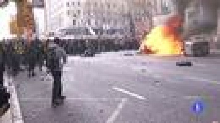 Telediario 1 - Incidentes en la jornada de huelga