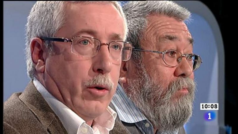 Los desayunos de TVE - Cándido Méndez, secretario General de UGT, e Ignacio Fernández Toxo, secretario General de CC.OO. - Ver ahora