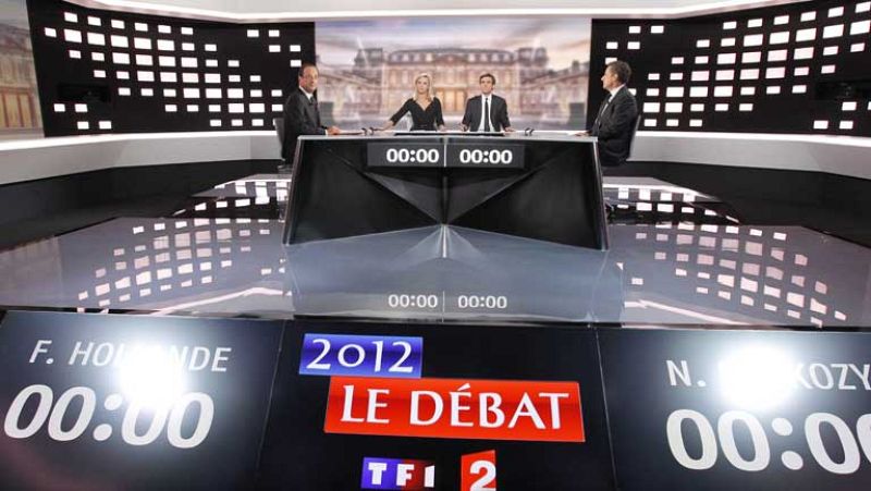  Tenso debate electoral Sarkozy-Hollande , sin claro ganador
