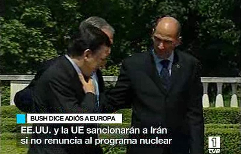 Goerge W. Bush y los representantes de la Unión Europea han acordado introducir nuevas sanciones a Irán si prosigue con su programa nuclear. 