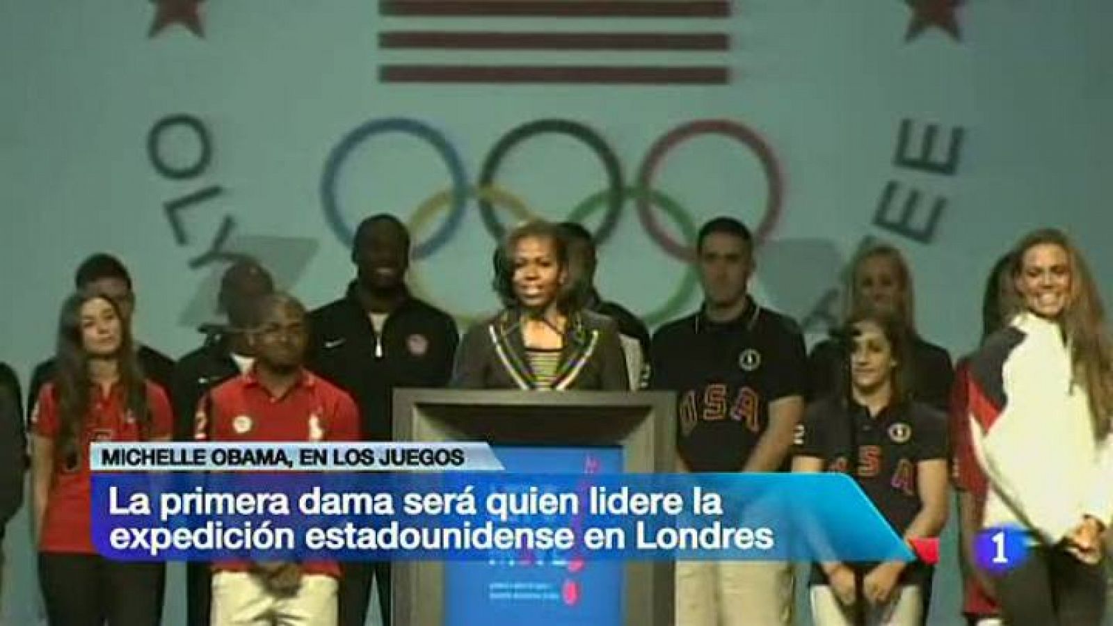 Telediario 1: Michelle Obama encabezará la delegación de EE.UU en Londres 2012 | RTVE Play