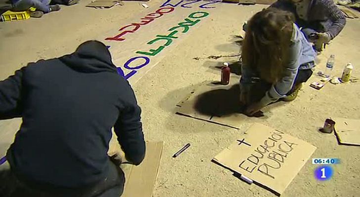 Telediario 1 - Primera huelga general unitaria en la enseñanza pública contra los recortes