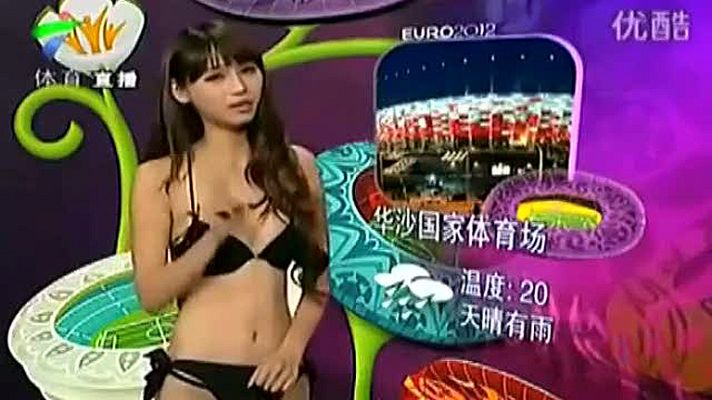 Telediario 1 - La previsión del tiempo en la Eurocopa... ¡en bikini!
