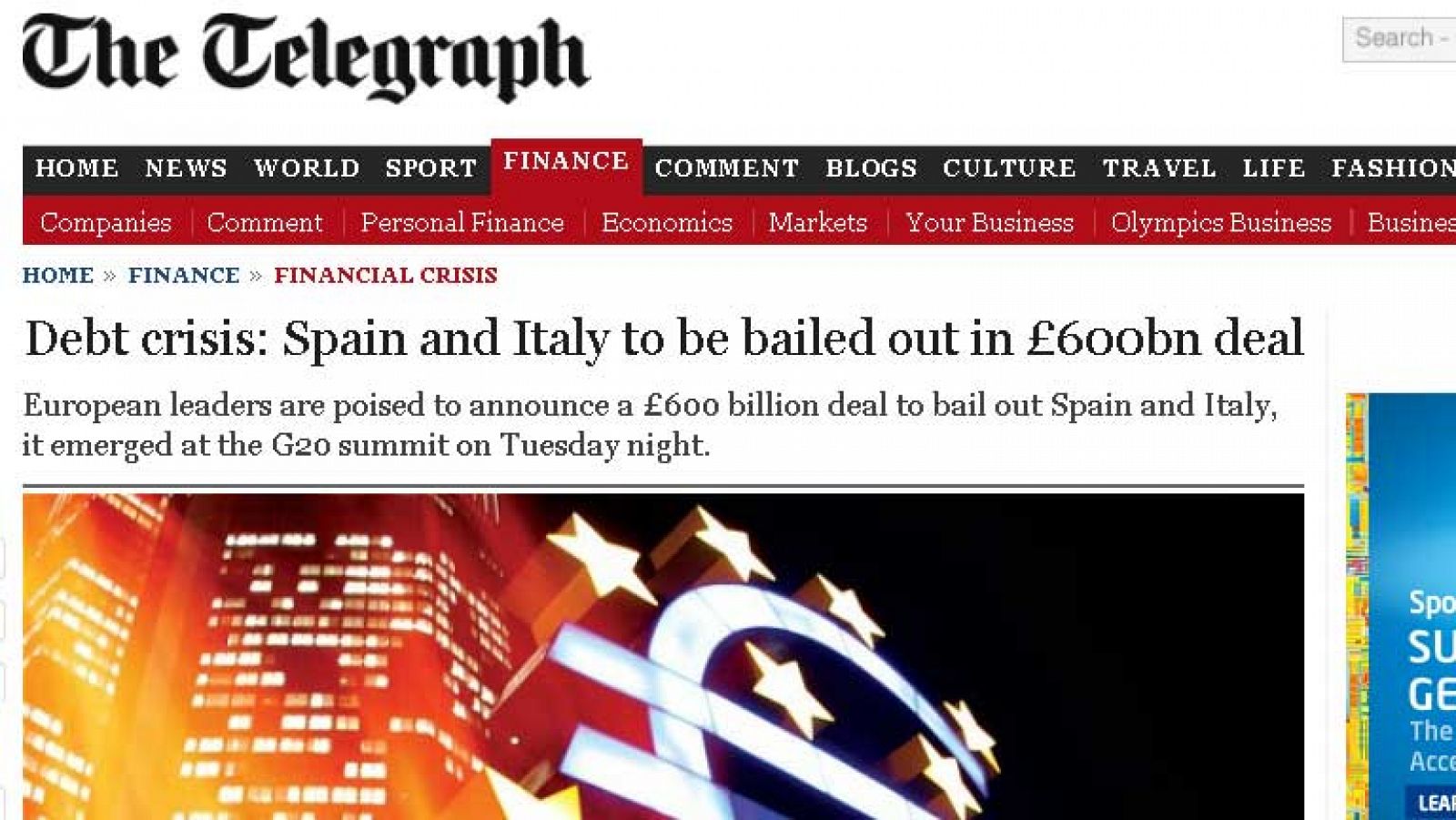 El "rescate" del Telegraph a España e Italia acapara la atención internacional
