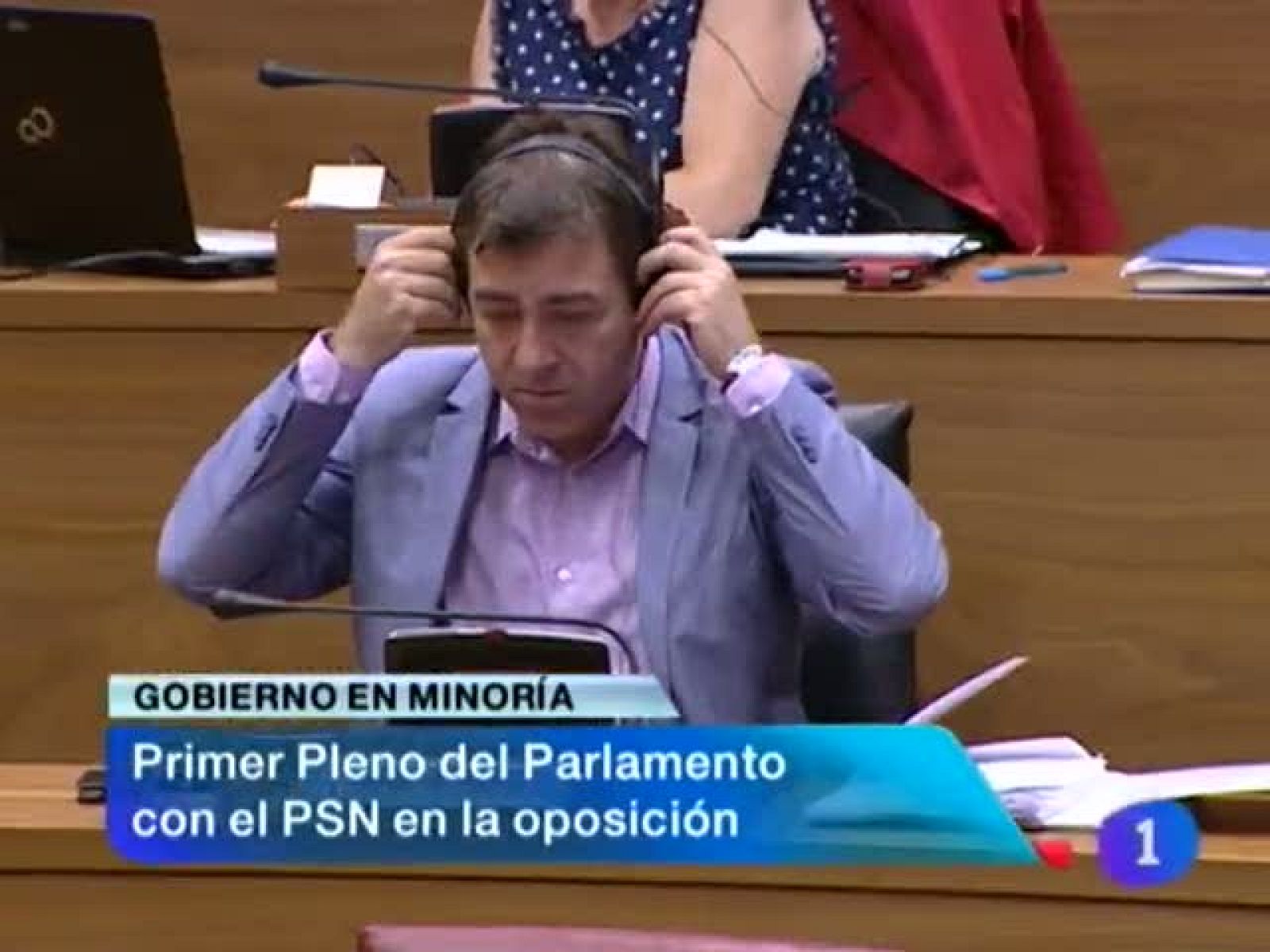  Primer pleno del legislativo con UPN gobernando en solitario. Roberto Jiménez ocupa ya su  escaño como oposición. (28/06/12)