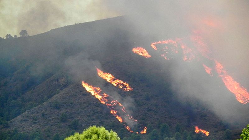 Incendio entre Murcia y Albacete