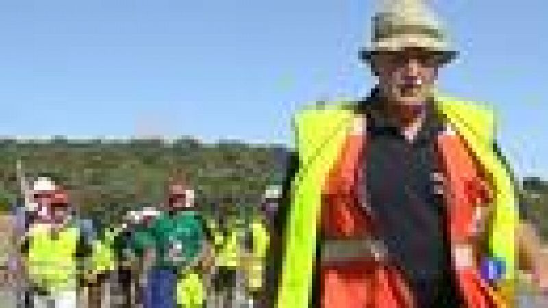 Barricadas de los mineros en su camino a Madrid