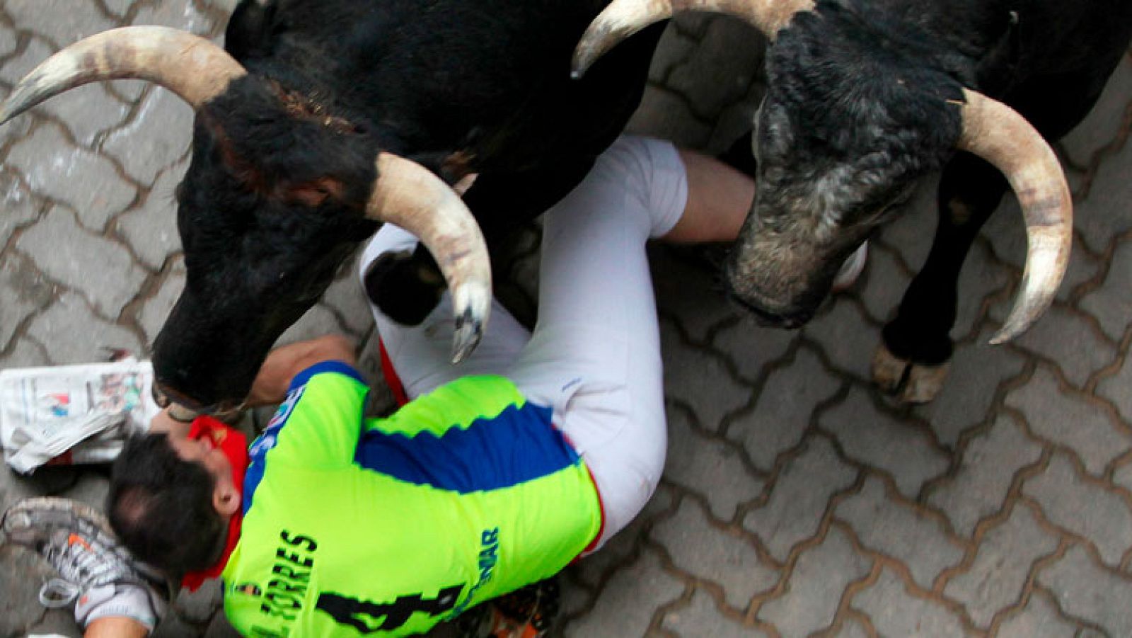 Detalle de los corredores entre los toros de Miura