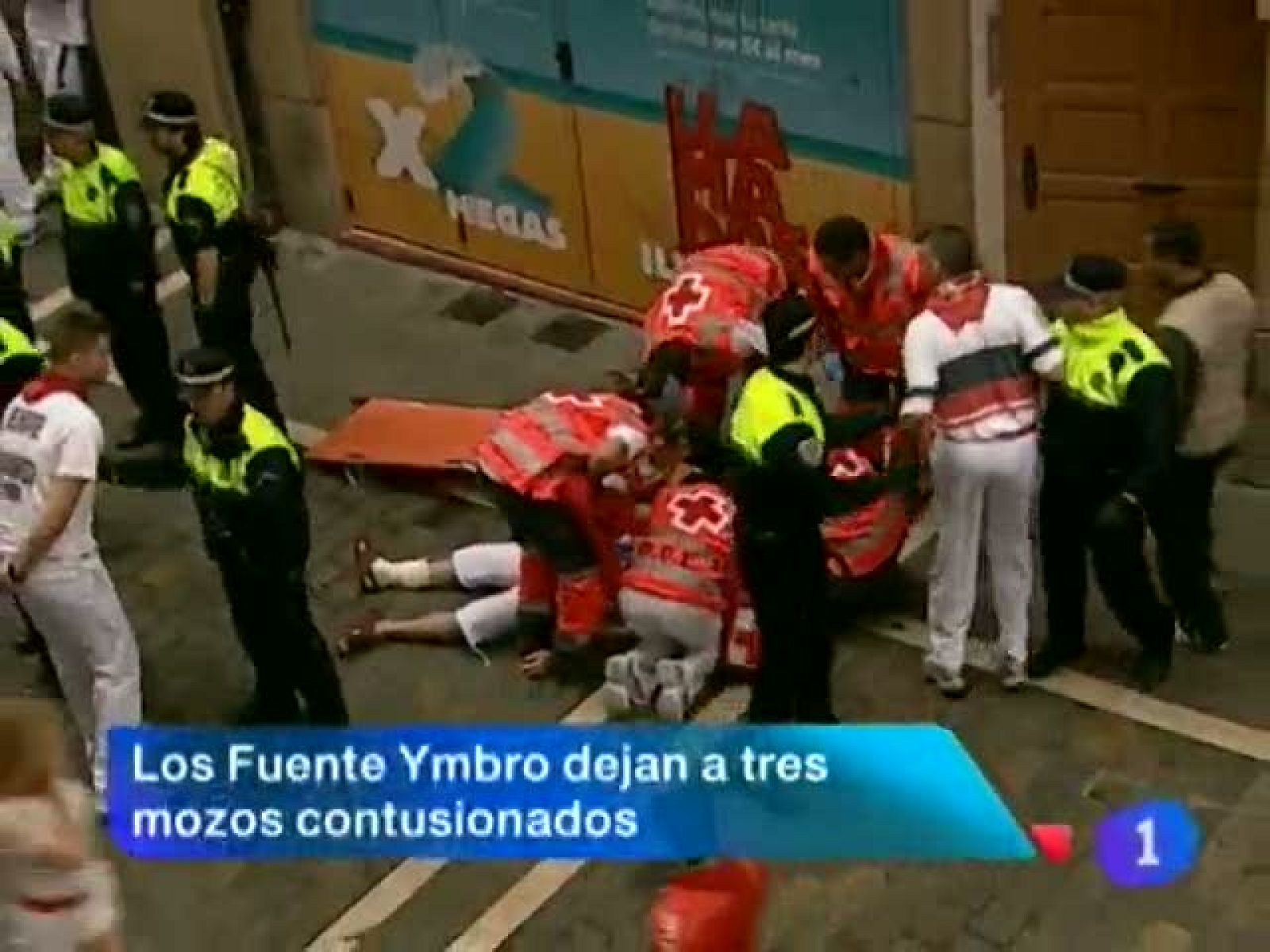   Sin heridos por asta de toro en el quinto encierro de los Sanfermines. Los toros de El PIlar han dejado, eso sí, varios contusionados. Hoy día del niño en las fiestas pamplonesas. Osasuna comienza sus entrenamientos cara a la temporada 2012-2013. 