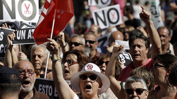 Protesta de los funcionarios en la Puerta del Sol