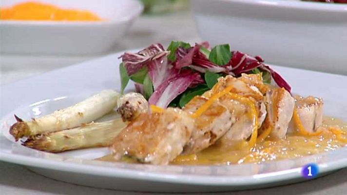 Cocina con Sergio - Dados de emperador con espárragos