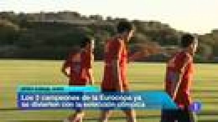 Telediario 1 - Mata, Alba y Martínez, con la elástica