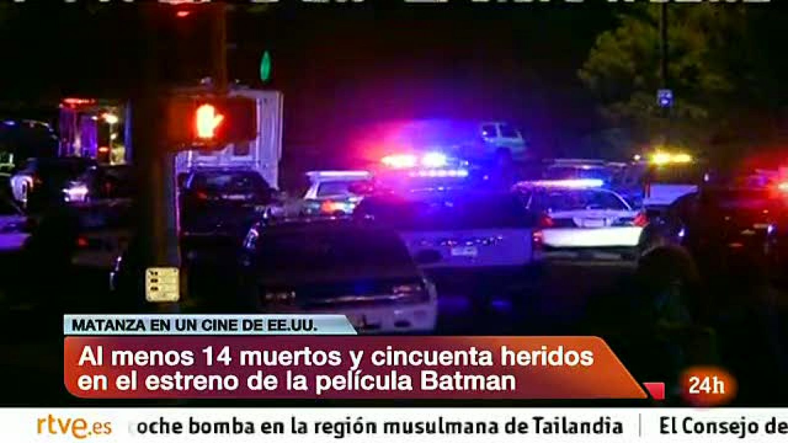 Informativo 24h: Un enmascarado mata a 14 personas y hiere a otras 50 en un cine de EE.UU.  | RTVE Play