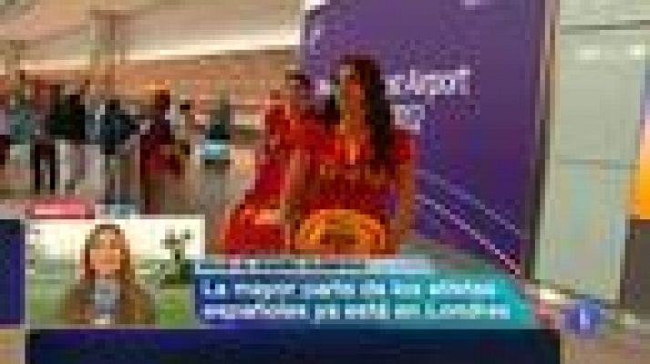 Telediario 1 - Los olímpicos españoles desembarcan en Londres y a por todas