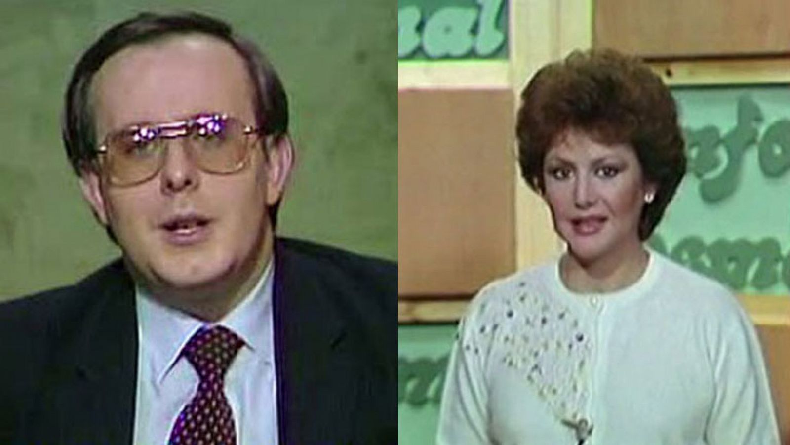 Adela Cantalapiedra (1980-1981) y Ramón Colom (1981-1983), presentadores de Informe Semanal.