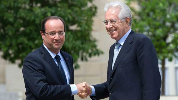 Telediario 1 - Reunión entre Monti y Hollande