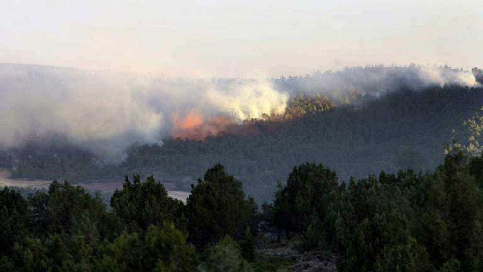 El incendio que afecta al parque natural del Alto Tajo sigue activo