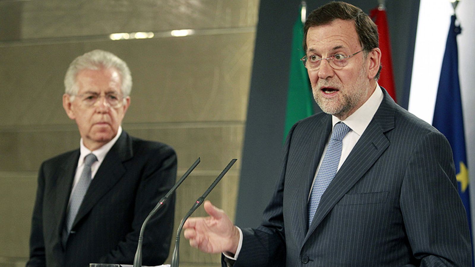 Telediario 1: Rajoy y Monti creen que la declaración del BCE es positiva | RTVE Play