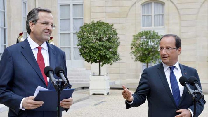 Telediario 1 - Hollande recibe a Samaras