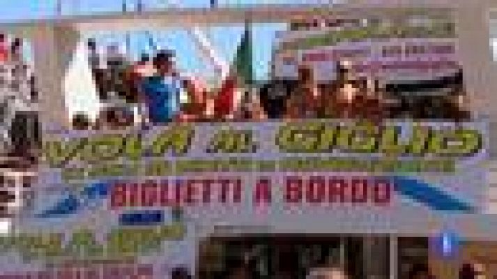 Telediario 1 - El crucero Costa Concordia, atracción turística